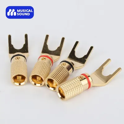 Musical Sound Y Type Banana Plugs Connectors 24K Gold Plated Hi-fi Banana Audio Speaker Connector For Audio/Video Receiver, Amp
