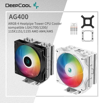 DEEPCOOL AG400 Air Cooler 4 Heat Pipe ARGB PWM Processador CPU Cooler for LGA1700 1200 115X 1151