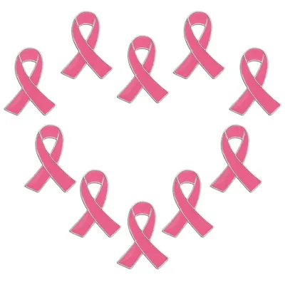 10Pcs/Set Womens Jewelry Enamel Pink Ribbon Brooch Pins Surviving Breast Cancer Awareness Hope Lapel