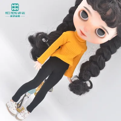 Fits Blyth Azone OB22 OB24 doll clothes accessories Candy-colored turtleneck sweater, leggings