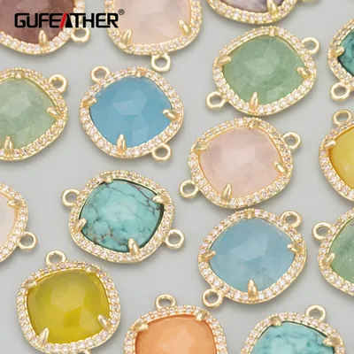 GUFEATHER,4pcs/lot,MD09,jewelry accessories,natural stone,18k gold plated,nickel free,copper,jewelry