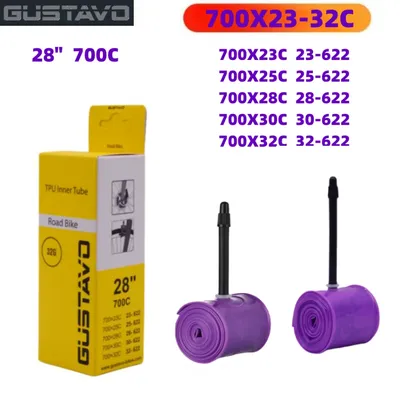 GUSTAVO TPU Bike Inner Tube 700C 700x23 25 28 32C Road Bicycle Tire Tubes 45 65 85mm Length FV Super
