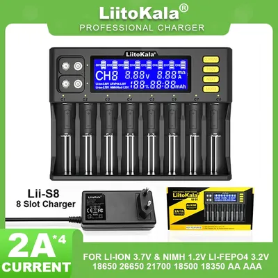 LiitoKala Lii-S8 LCD 18650 Li-ion 3.7V NiMH 1.2V Li-FePO4 3.2V IMR 3.8V For 26650 21700 26700 18350