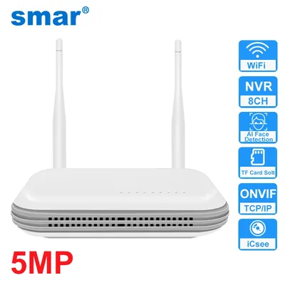 8CH Wifi NVR H.265 Network Video Recorder for 3MP/5MP Wireless System System Support Face Detection