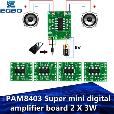 5PCS PAM8403 Super mini digital amplifier board 2 * 3W Class D digital amplifier board efficient 2.5