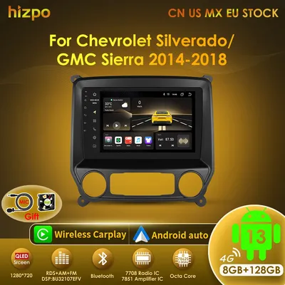 Hizpo Car Radio Navigation For Chevrolet Silverado GMC Sierra 2014 - 2018 GPS Android Auto QLED Stereo Video 5G Wifi No 2din DVD