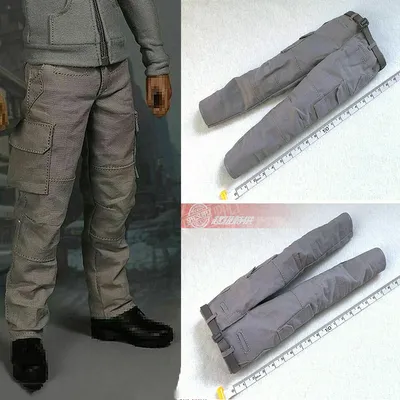 1:6 Scale Gray Overalls Tactical Pants with Belt Fit 12'' HT Male Soldier Action Figure Body Dolls Toys