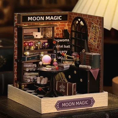 Magic Wooden Doll House Mini Kit DIY Handmade Assembly Model Building Room Bedroom Decoration 3D