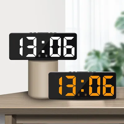 Digital Alarm Clock Voice Control Teperature Snooze Night Mode Desktop Table Clock 12/24H
