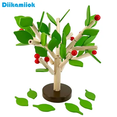 DIY Wooden 3D Puzzles Blocks Assembled Tree Model Jigsaw Puzzle Kids Montessori Games Educational