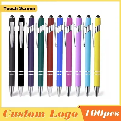 100 Pcs Light - Metal Capacitive Universal Touch Screen Stylus Ballpoint Pen Writing Stationery