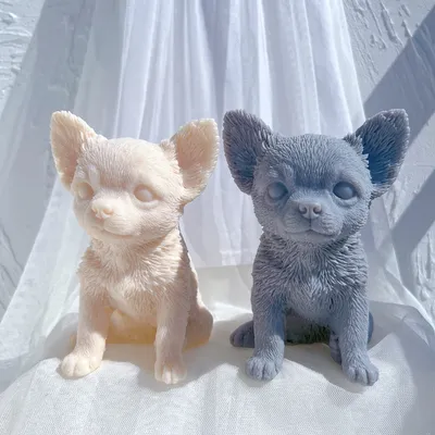 3D Animal Puppy Sculpture Candle Molds Dog Lovers Gifts Home Decor Soy Wax Molds Chihuahua Puppy