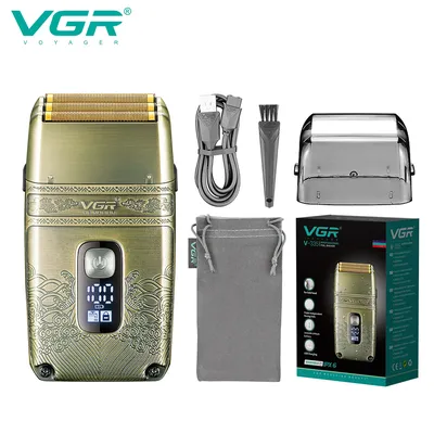VGR Shaver Professional Electric Razor Shaving Machine Waterproof Beard Trimmer Metal Razor Digital