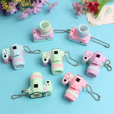 1Pc Cartoon Camera Key Chain Car Backpack Pendant Mini Portable Camera Dollhouse Mini Camera