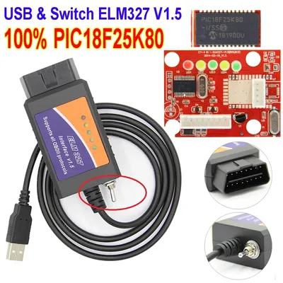 Best ELM327 V1.5 USB Switch PIC18F25K80 Chip HS-CAN / MS-CAN For FORScan elm327 v1.5 For Ford OBD2