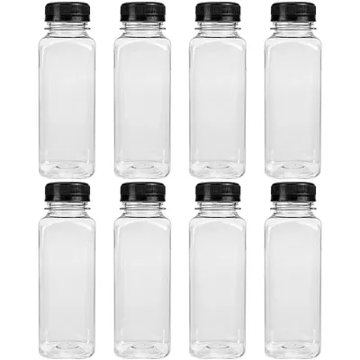 8pcs Empty Plastic Juice Bottles With Caps 300ml For Milk Juicing Smoothie Drinking Containers