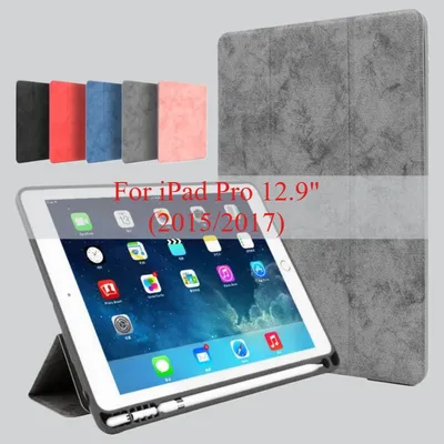 Case For iPad Pro 12.9"2015/2017 Pencil Holder Cover,Smart Stand Auto Sleep Case iPad 12.9 1st/2nd A1670 A1671 A1584 A1652 funda
