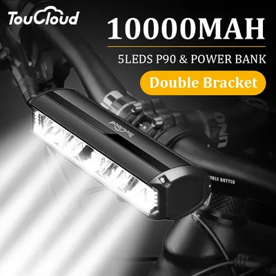 TouCloud Bicycle Light Front 10000mAh Bike Light Power Bank Waterproof Flashlight USB Charging MTB
