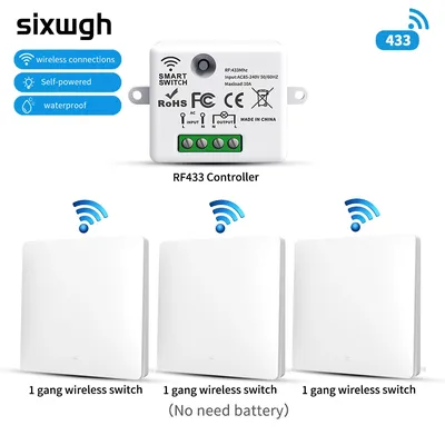 SIXWGH Smart Home Wireless 433mhz Light Switch House Improvement Self-Power Remote Controller Push