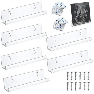 2/6/8pcs Acrylic Record Display Stand 12inch Clear Wall Mounted Vinyl Record Holder Shelf LP Record
