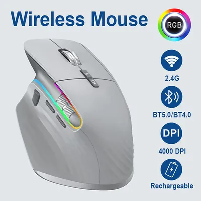 JOMAA 2.4G Wireless Bluetooth Mouse Rechargeable LED RGB Gaming Mouse for Computer Gamer Office