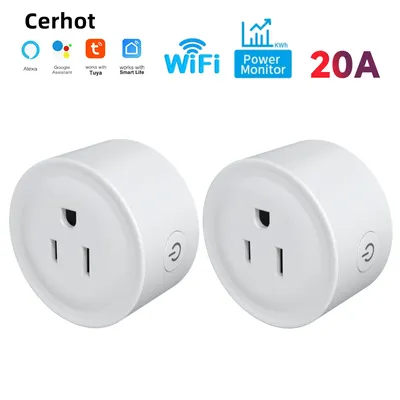 Cerhot Tuya WiFi Smart Plug US 20/16/10A with Power Monitor Remote Control Google Assistant Alexa
