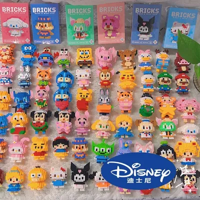 Disney 108 style Stitch LinaBell StellaLou Building Blocks Princess Cartoon Figrues Bricks
