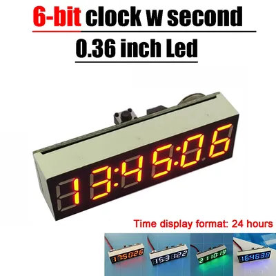 0.36" 6-bit Clock LED Digital Electronic Clock W Second Display Module Power Off Memory Brightness