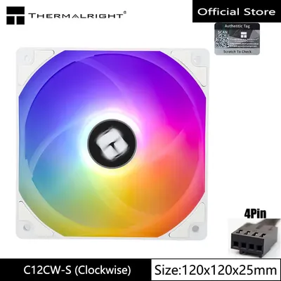 Thermalright TL-C12CW-S chassis fan 12cm4pin PWM ARGB colorful fan (turning in the reverse clockwise