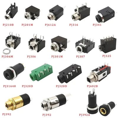 10Pcs PJ Series Headphone Jack 3.5mm 2.5mm Stereo Female Socket Audio PCB Mount Connector PJ-316