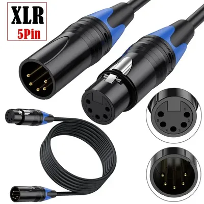 XLR 5Pin 5-Core Male To Female Audio Amplifier, Mixing Console, DMXstage Lighting Spotlight