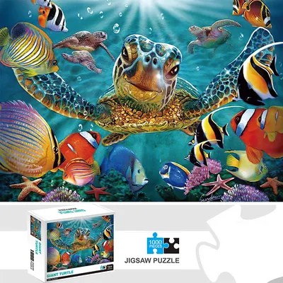 1000 Pieces Ocean Giant Turtle Jigsaw Puzzle Home Decor Adults Puzzle Games Family Fun Floor Puzzles