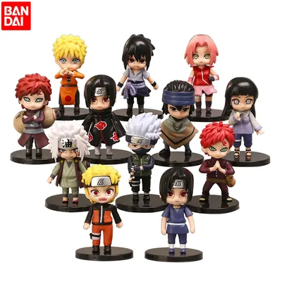 12pcs/set Anime Naruto Shippuden Hinata Sasuke Itachi Kakashi Gaara anime figure Q Version PVC