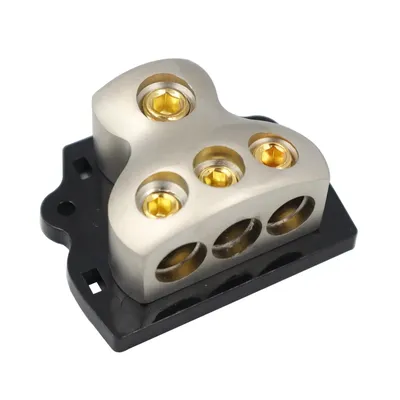 3 Way Power Distribution Block 1x 0 Gauge in 3x 4 Gauge Out for Car Audio Amplifier Splitter