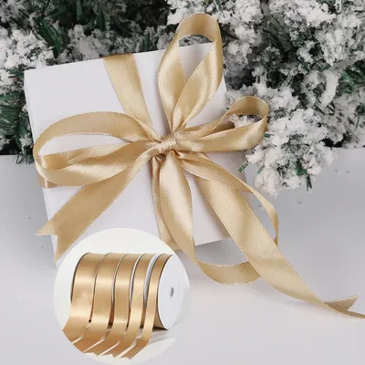 1Roll Gift Wrapping Ribbon Champagne Gold Packing Ribbon Sash Wedding Party Supplies Event