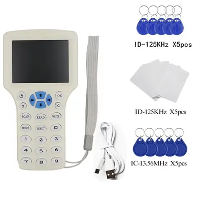 10 Frequency NFC Smart Card Reader Writer RFID Copier Duplicator 125KHz 13.56MHz USB Fob Programmer