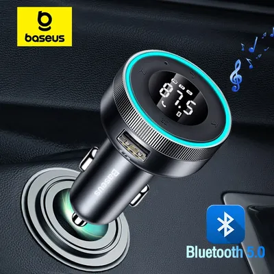 Baseus FM Transmitter Modulator Car Wireless Bluetooth 5.0 USB Fast Charger Auto Aux Radio Mp3