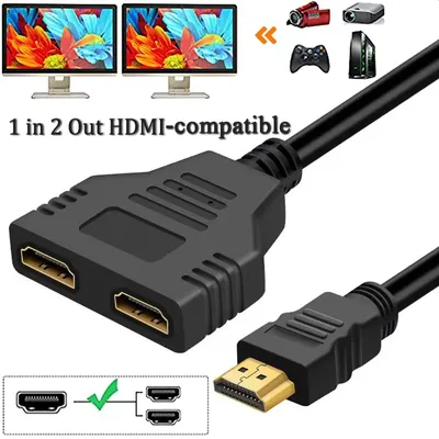 For HDMI Splitter Adapter Cable 1 Male To Dual HDMI-compatible 2 Way Female 4K 3D Y Splitter Cable