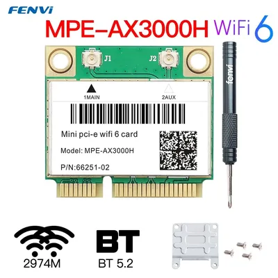 FENVI WiFi 6 Card 2974Mbps Dual Band 2.4G/5Ghz For Bluetooth 5.2 Wireless Half Mini PCI-E Network