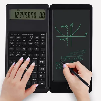 Foldable Scientific Calculator 10-Digit Digital Large Display with an Erasable Writing Tablet
