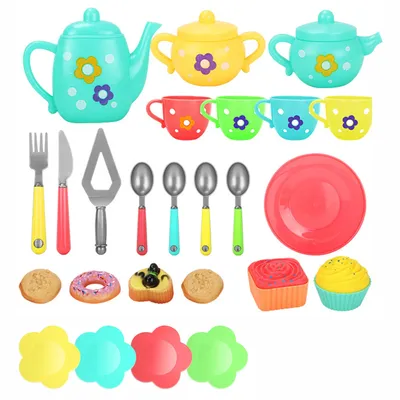 Cups Early Educational Tea Set For Kids Colorful Fake Doughnuts Smooth Bowl Gift Kitchen Pretend