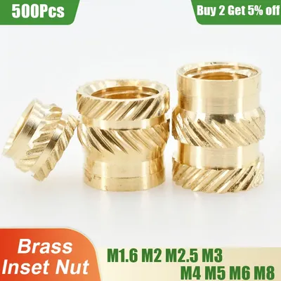 Wholesale 500Pcs Brass Insert Nut Threaded Knurled Hot Melt Heat Embedded Insertnut 3D Printer PC