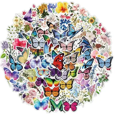 10/50/100pcs Butterfly Flower Graffiti Stickers Cartoon Guitar Phone Case Pad Suitcase Cup Scrapbook