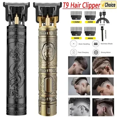 2024 New Vintage T9 Hair Cutting Machine Men's Electric Shaver Rechargeable Hair Trimmer Beard