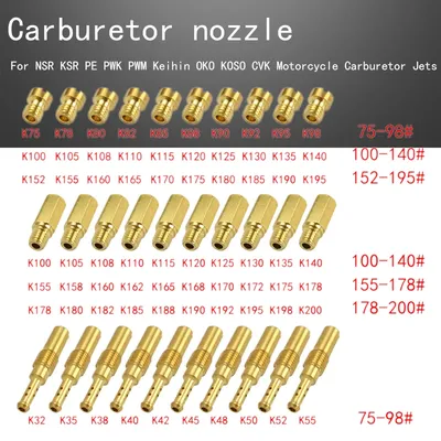 10/20 Pcs Motorcycle Carburetor nozzle Main Jets and Slow Pilot Jets for NSR KSR PE PWK PWM Keihin OKO KOSO CVK Carburetor Jets