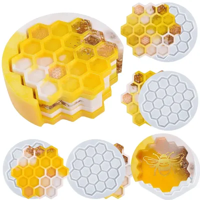 Diy Silicone Coaster Mold Set, Honeycomb Shape Crystal Drop Resin Coaster Mold - Use It To Create