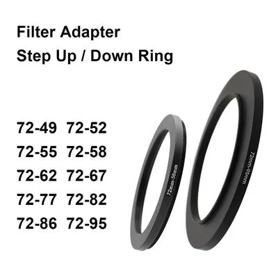 Camera Lens Filter Adapter Ring Step Up or Down Ring Metal for 72mm lens - 49 52 55 58 62 67 77 82