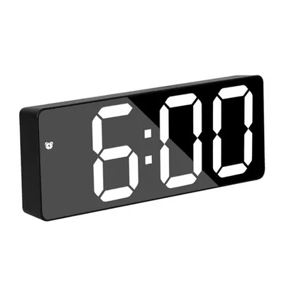 Acrylic/Mirror Digital Alarm Clock Voice Control (Powered By Battery) Table Clock Snooze Night Mode