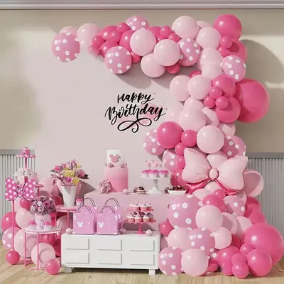 111 pcs Cartoon Pink Latex Balloon Chain Pink Bow Birthday Party Decoration Balloons Baby Shower Global