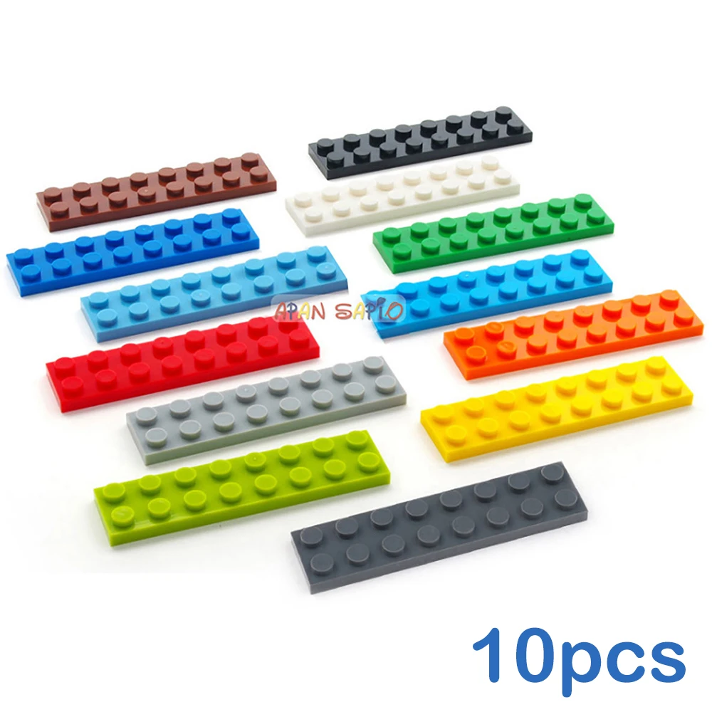 10pcs/lot DIY Blocks Building Bricks Thin 2X8 Educational Assemblage Construction Toys for Children Compatible With Brand